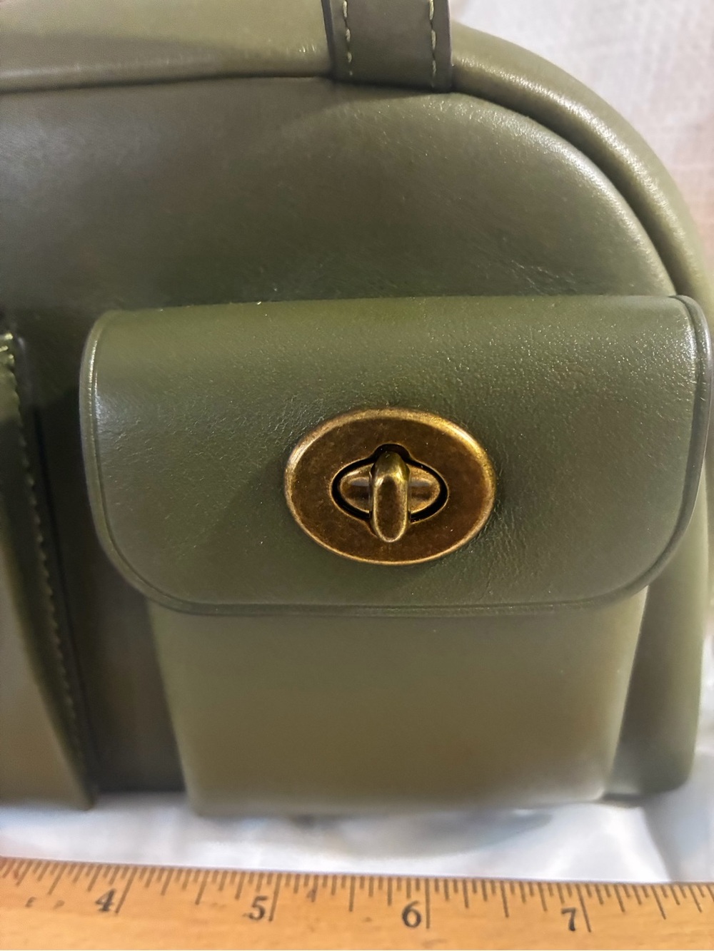 Coach Olive Green Leather Double Pocket Shoulder Bag - Picture 2 of 14